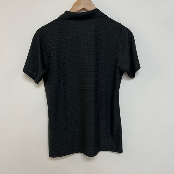 Antigua Women's Black Gold Polo Collared Shirt Textured Athletic Tennis Medium - Picture 3 of 6